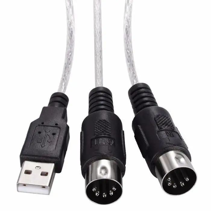 USB в кабель MIDI конвертер для музыки черный адаптер клавиатуры 190 см/74 8 дюйма шнур| |