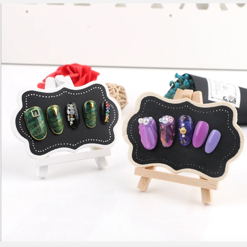 

MYBORMULA retro wood nail art display stand False Nail Tips Display Board Tool Practice Showing Shelf Manicure Nail Art Tool