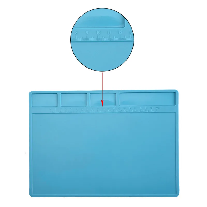 

28*20cm Heat Insulation Silicone Desk Mat Maintenance Platform BGA Soldering Repair Station Pad with 20cm Scale Ruler
