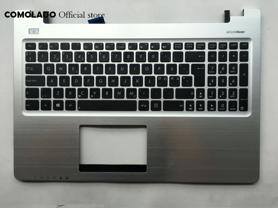 

ND Nordic keyboard for Asus S550 S550CM with silver palmrest cover keyboard ND Layout