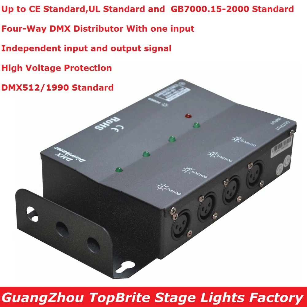 Лучшая цена 1XLot 4-полосный сплиттер DMX DMX512 усилитель сигнала светильник сцены