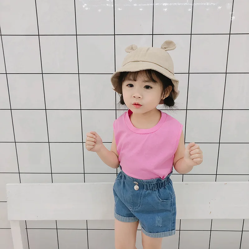 Curtas para o Bebê Verão Nova Chegada Estilo Coreano Algodão Cor Pura Cintura Alta All-match Moda Quente Calças Doce Bonito Meninas 2020 15 Mamãe e Bebê