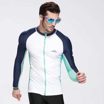 

2019 New Hot Lovers' Long Sleeve Men Women Basic Skins Tees Tops Swimwear Rash Guard Man Woman Zipper Diving Swimming T-Shirt