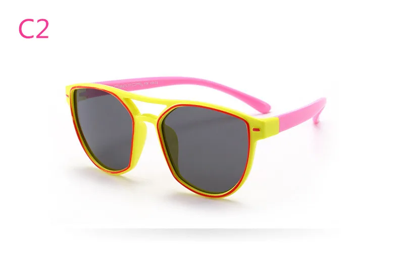ASUOP2018 new fashion silicone children pilot polarized sunglasses UV400 retro girl round glasses boy color soft brand glasses (17)