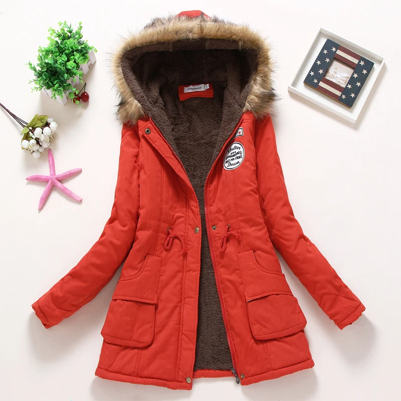 

2018 Winter Jacket Women Wadded Jacket Female Outerwear Slim Winter Hooded Coat Long Cotton Padded Fur Collar Parkas Plus Size