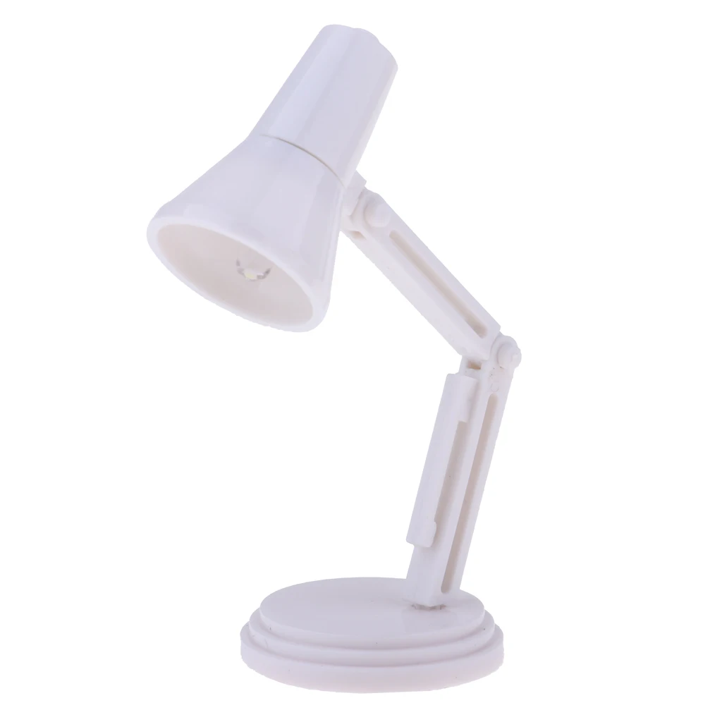1/6 Dolls House Miniature LED Desk Lamp Light For   Figures Accessory  Dollhouse Study Room Decor White