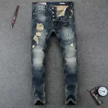 Italian Designer Men Jeans Fashion Skinny Jeans High Quality Slim Fit Stripe Destroyed Ripped Jeans Mens Pants Size 29-38 Italian Designer Men Jeans Fashion Skinny Jeans High Quality Slim Fit Stripe Destroyed Ripped Jeans Mens Pants Size 29-38