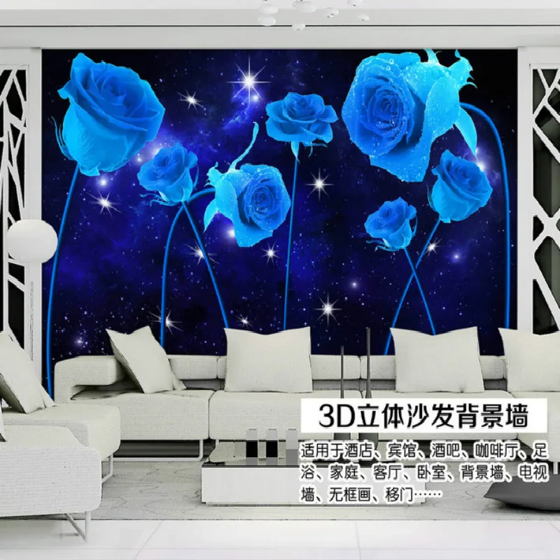 3D обои для гостиной яркие звёзды синяя Роза спальни|tv background|background 3d3d wallpaper murals |