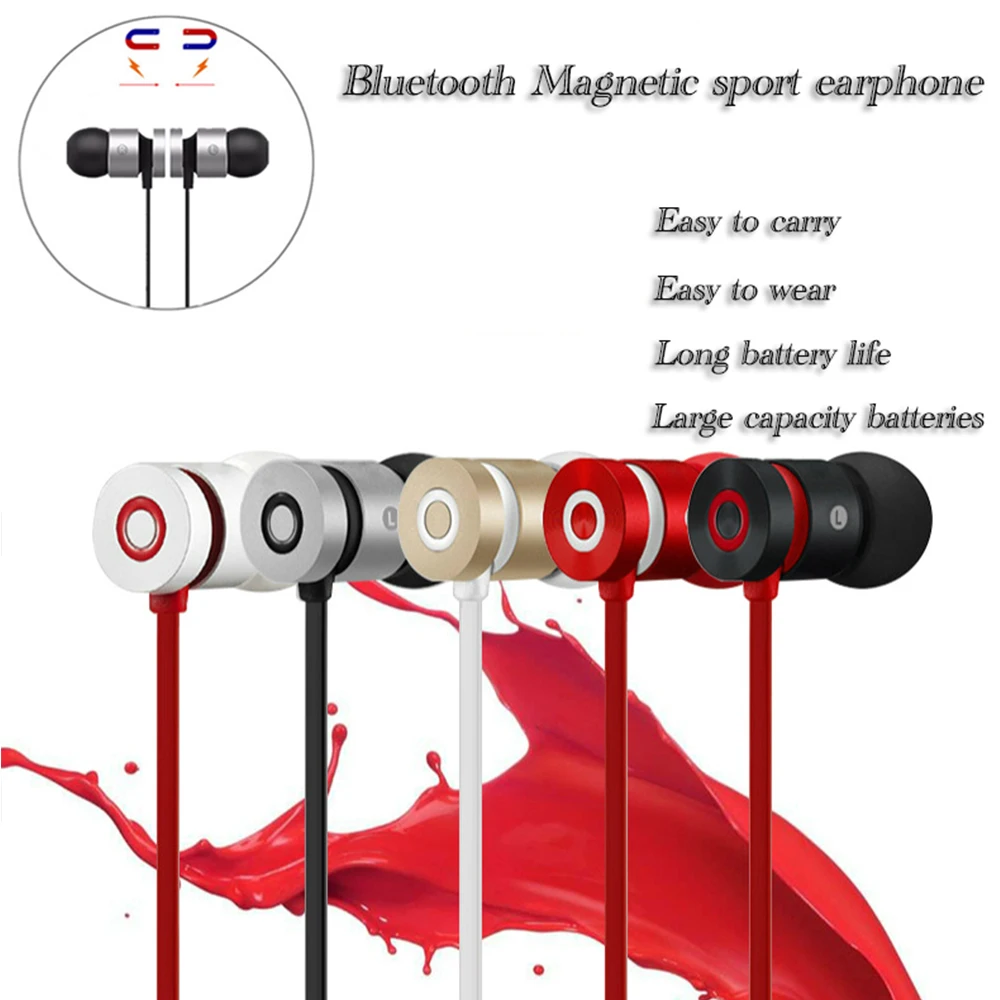 Металлические Магнитные Беспроводной Bluetooth спортивные наушники с микрофоном