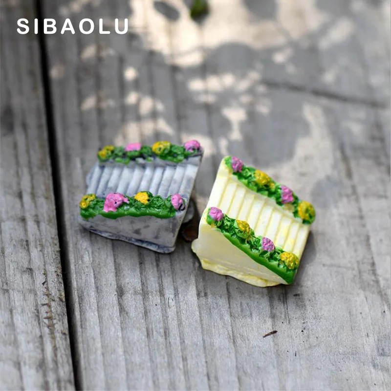 

1pc small Triangular Flower Ladder Stone Stairs Figures Miniature Figurine mini fairy garden Micro Landscape tank animal statue