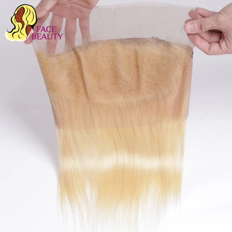 Facebeauty 613 блонд перуанские прямые волосы Remy 360 Кружева Фронтальная застежка с Bady 130%