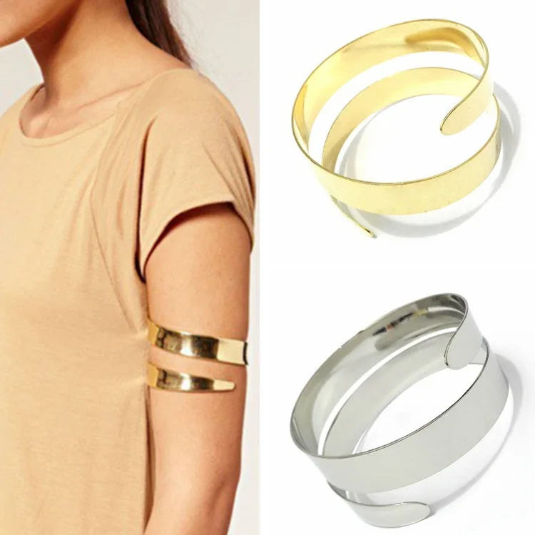 

2018 fashion Latest upper arm bracelet & bangle cuff simple gold silver plated Iron wire adjustable for women free shipping