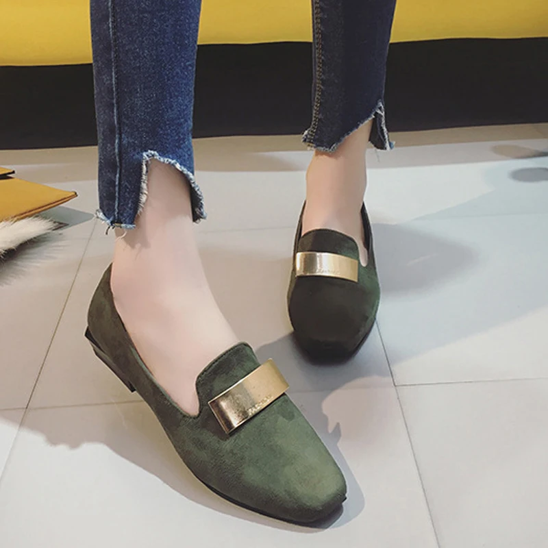 

YGF Flats Women Shoes Spring 2017 Fashion Women Casual Loafers Slip on Womens Flat Shoes Square Toe Chaussures Femmes