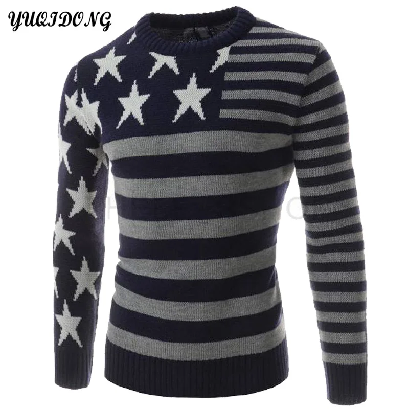 2017 New Winter Top Quality Stripe O Neck Printing Pullover font b Men b font Slim