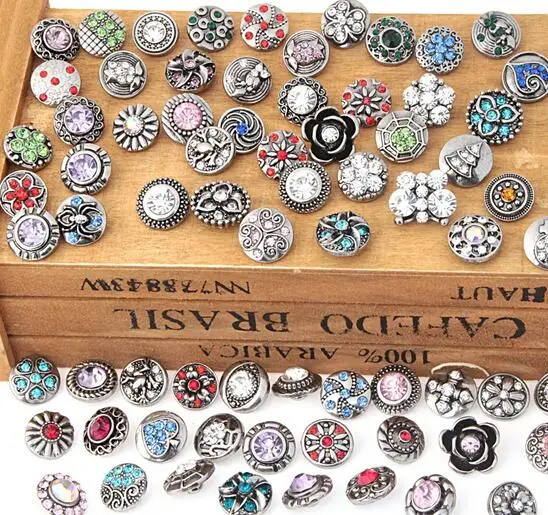 

Hot wholesale 10pcs/lot High quality Mix Many styles 12mm Metal Snap buttons silver buttons Rhinestone watches Snaps Jewelry