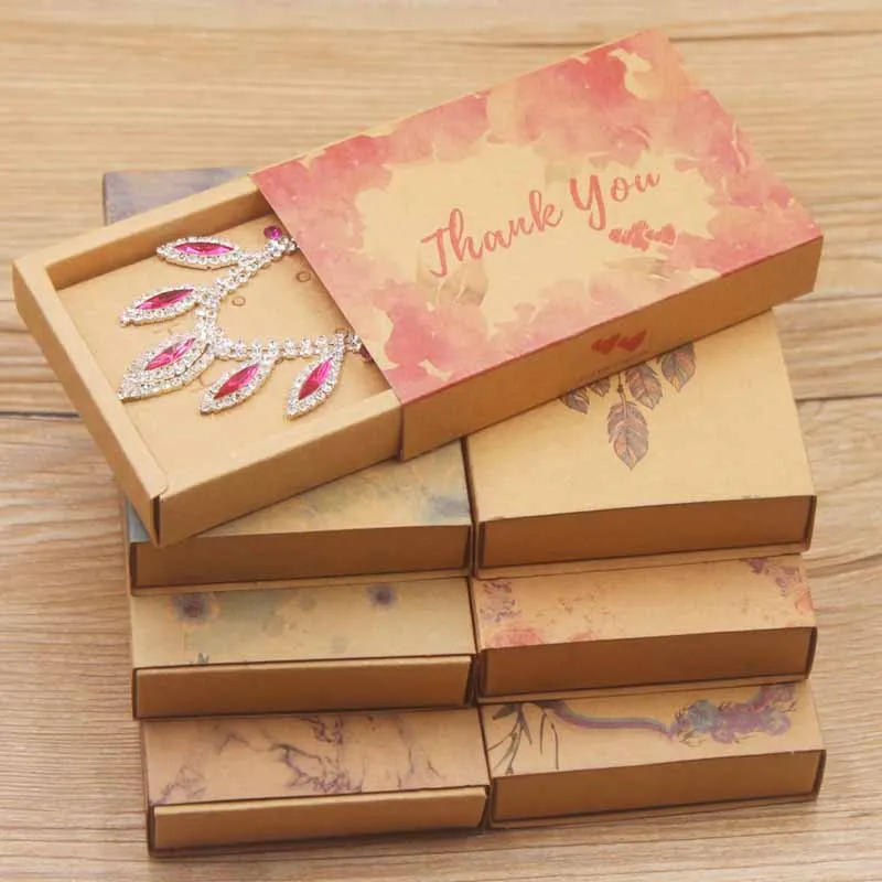 Новое прибытие Diy спасибо ювелирные изделия ожерелье серьги коробка полный цвет Печать Подарочная посылка коробка крафт/белый цветок стиль ювелирных изделий коробка