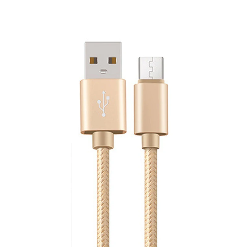 Нейлоновый Кабель Micro-USB в оплетке 3.1A Быстрая зарядка данных зарядное устройство microusb шнур для samsung Xiaomi htc Android телефон кабели 1 м 2 м 3 м - Цвет: Золотой