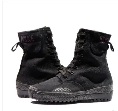 Спортивная обувь с высокой талией; черные парусиновые уличные ботинки; высокие армейские мужские ботинки спецназа; военные тактические ботинки безопасности - Цвет: Черный