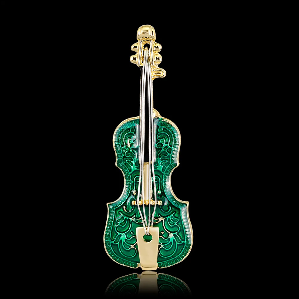 

Classic Dark Green Enamel Violin Brooch Pin Alloy Broches Male Party Lapel Pin Women