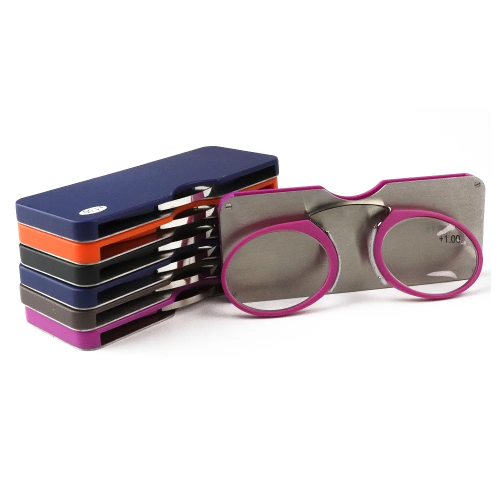 Promoción Final loco descuento MINI clip Puente de la nariz gafas de lectura 1,0 a 3,5 cartera portátil gafas presbiópicas con funda Promoción Final loco descuento MINI clip Puente de la nariz gafas de lectura 1,0 a 3,5 cartera portátil gafas presbiópicas con funda