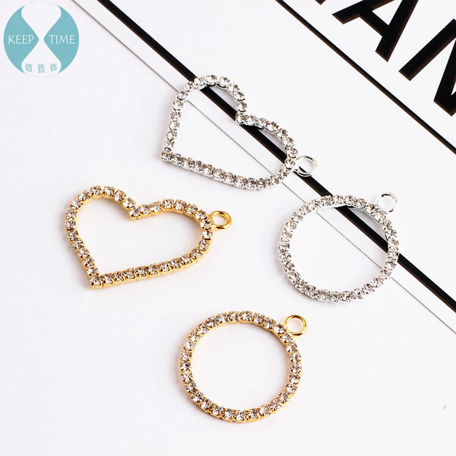 DIY Korea Jewelry Necklace Pendant inlaid diamond alloy parts love