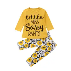 CANIS 2018 Infant Bebe для девочек 2 предмета От 0 до 3 лет новорожденных для маленьких девочек топ для мальчика Длинные штаны комплект одежды