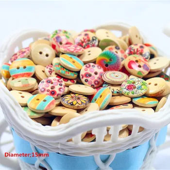 

Free shipping 100pcs 15mm 2 holes The mix wood buttons, button shirt DIY pillow bedding bag sewing/x3