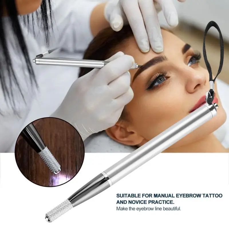 Руководство Microblading Косметическая татуировка бровей Pen Макияж инструмент держатель ножа с светодиодный свет брови Руководство Татуировка ручка