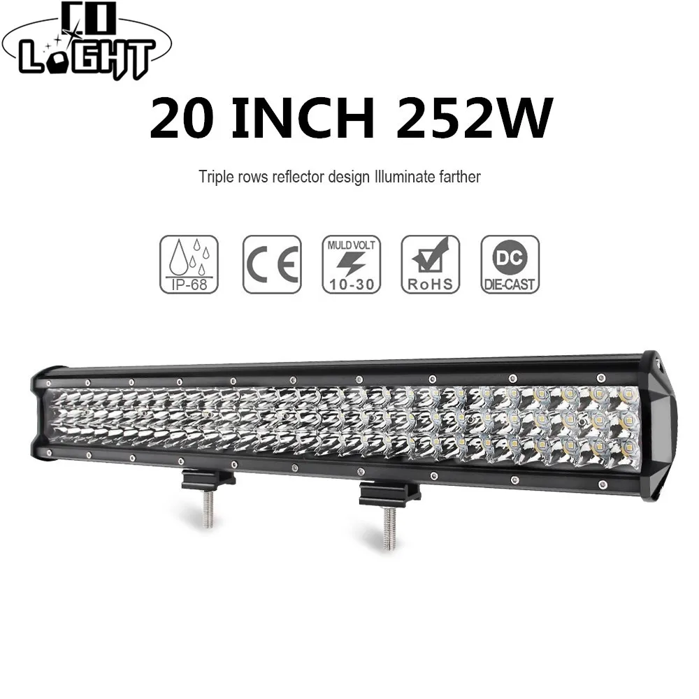 

CO LIGHT 20inch 4X4 Led Bar 7D 252W 12V 24V Straight Led Spotlight for Suv Auto Tractor Atv Lada Niva Off Road Jeep Wrangler