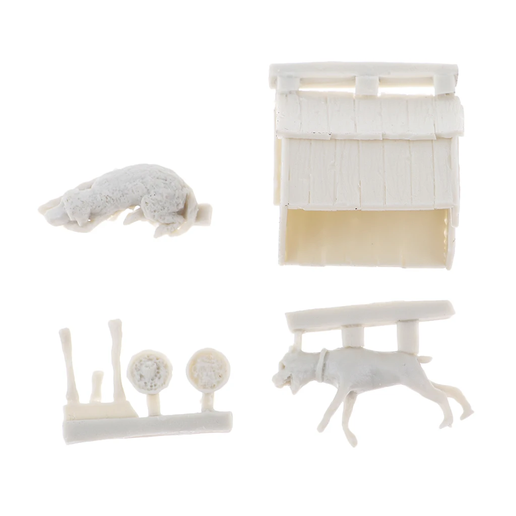 1/35 Dog & Kennel Model Body Building Kit DIY Animal Figurine Sculpture Gift