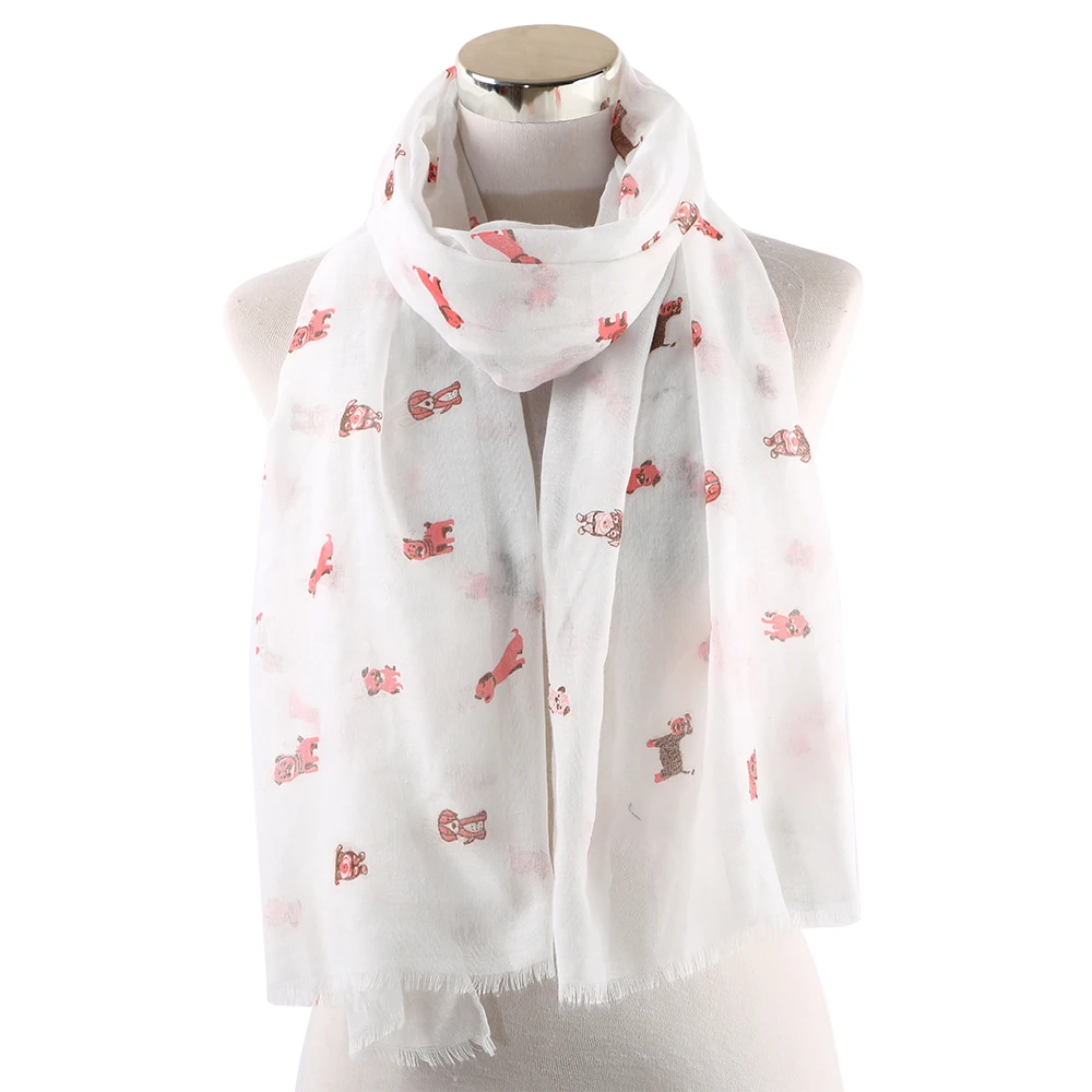 10 OFF!! FOXMOTHER Dog Pattern Scarf Lightweight Sky Blue White Pink