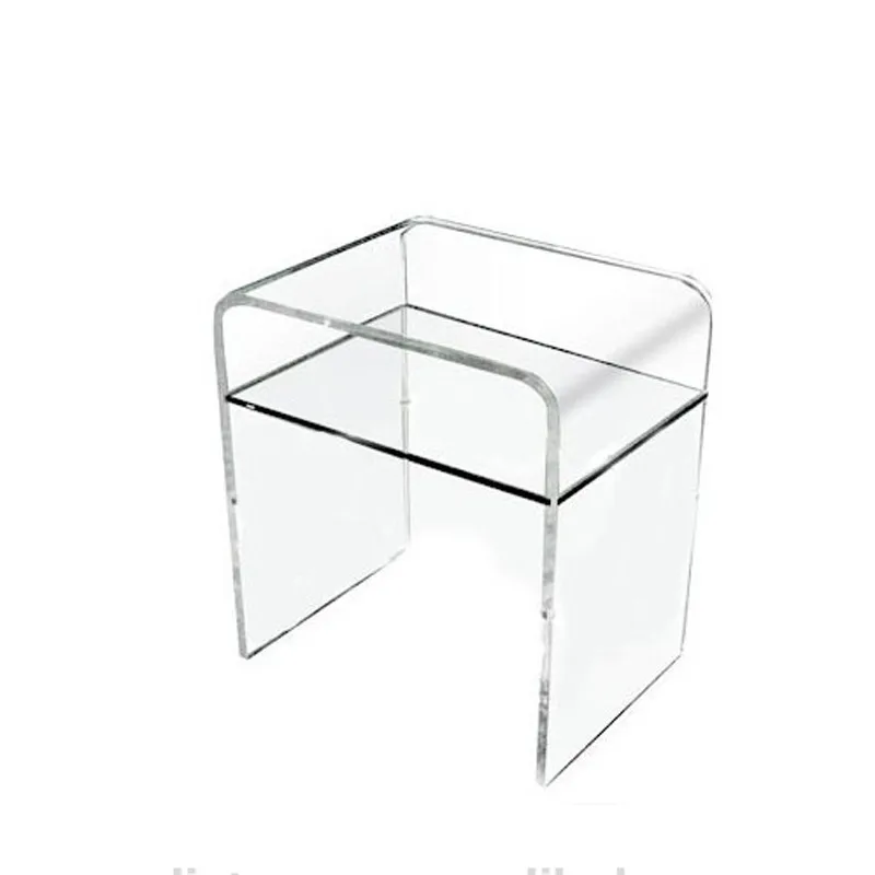 Plain and elegant clear transparent perspex acrylic bedside table 40 30 h45 with shelf