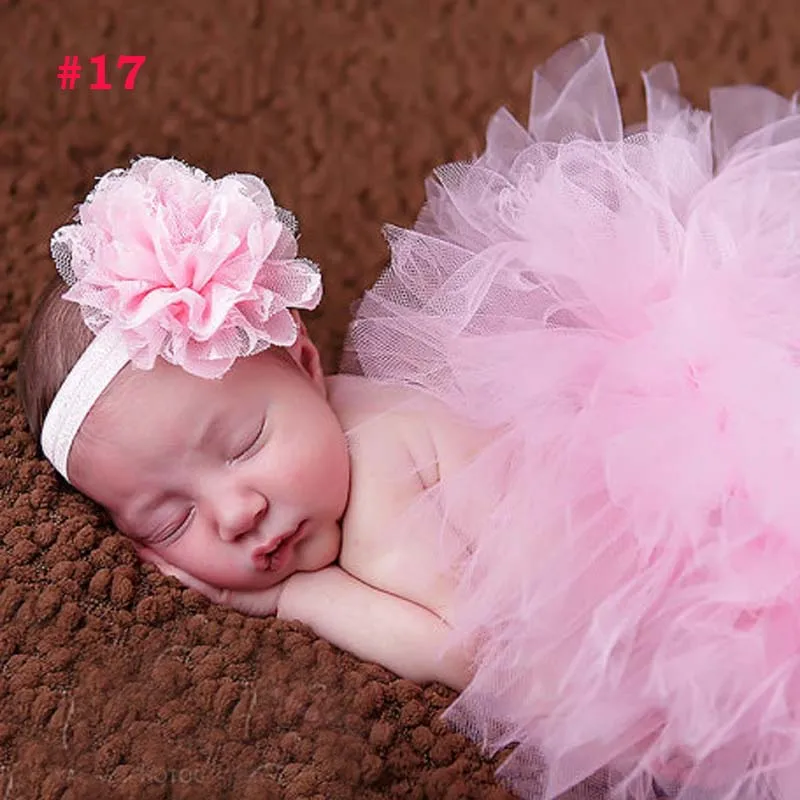 Бледно-розовая детская юбка-пачка и повязка на голову; комплект для новорожденных; платье-пачка для малышей; реквизит для фотосессии; одежда-пачка для маленьких девочек; TS001 - Цвет: D17