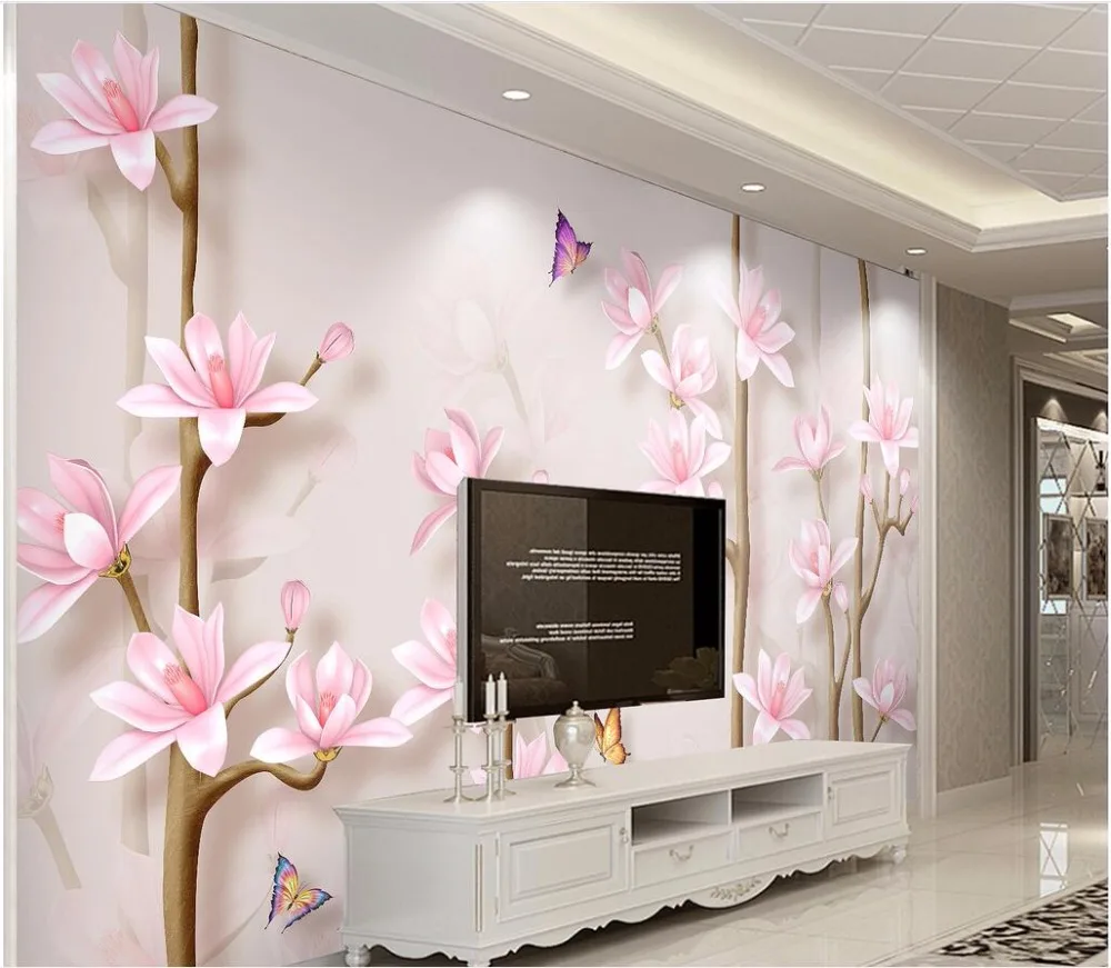 

3d wallpaper custom mural Jade orchid jewelry TV background wall painting 3d wall murals wallpaper mural stereograph
