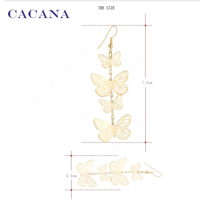 CACANA Dangle Long Earrings For Women Flying Butterfly Fashion Top Quality Bijouterie Hot Sale No.A219 A220