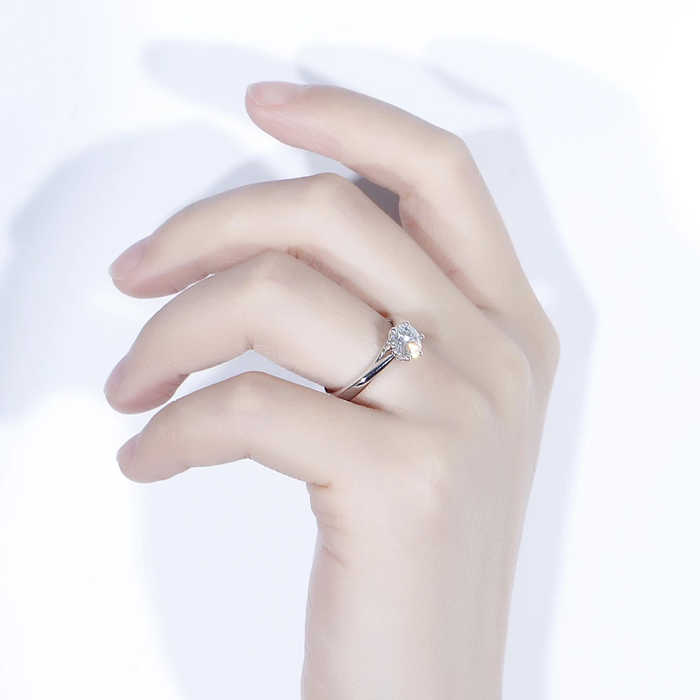 Transmems Платиновое Покрытие серебро 1ct 6,5 мм H цвет сердце со стрелами огранки Муассанит обручение Solitare кольцо для женщин свадебный подарок