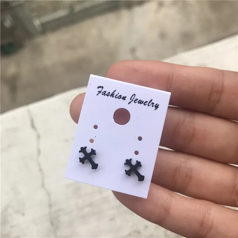 

Small Black Stainless Steel Cross Post Earrings Simple Modern Minimalist Everyday Stud Earings for Men Women Fashion Jewelry
