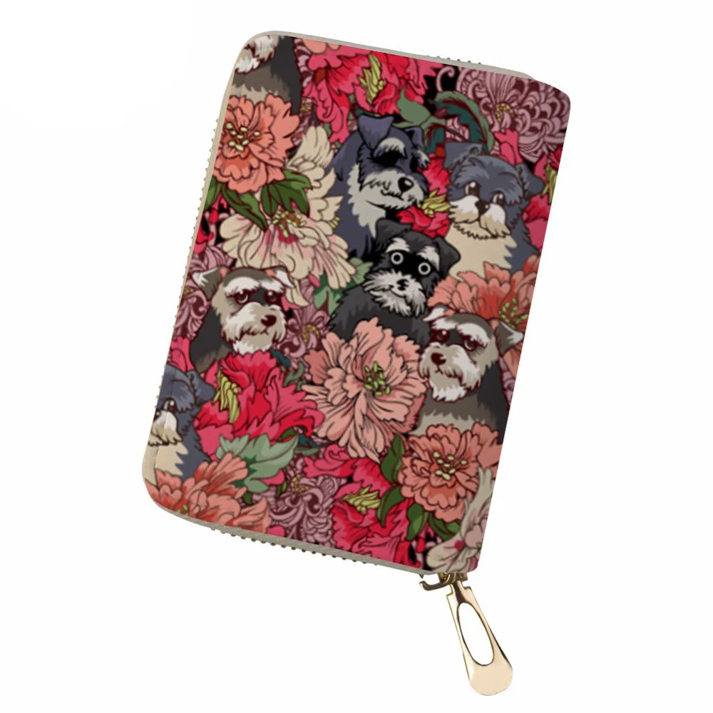 

NOISYDESIGNS Business Card Holder Schnauzer Print PU Leather ID Card Holder for Women Ladies Card Storage Case for Travel Wallet