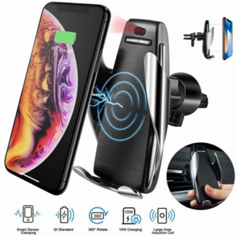New 10W Automatic Wireless Car Charger Fast Charging Mount Bracket for IPhone XS XR X 8 Samsung S10 S9 S8 Air Vent Phone charger