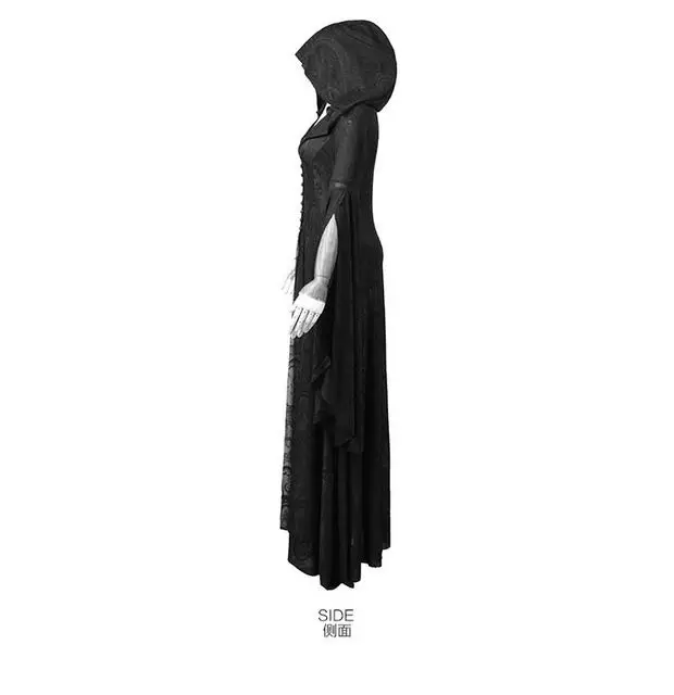 Женский костюм ведьмы в готическом стиле на Хеллоуин, костюм ведьмы, черное кружевное платье в пол, одежда для женщин, S-3XL
