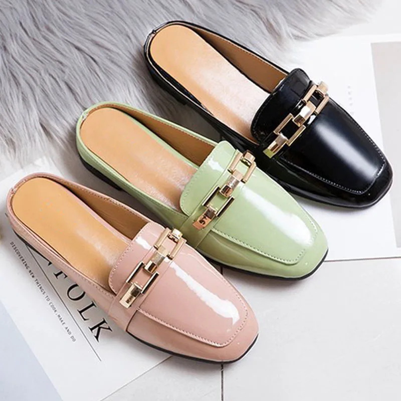 Bailehou 2018 Lady Mule แบนสแควร์ Toe รองเท้าแฟชั่นผู้หญิง Mules