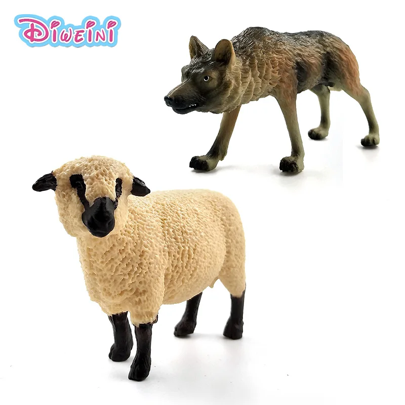 Simulation forêt Animal modèle loup mouton figure fée jardin décoration en plastique jouets éducatifs figurine statue cadeau pour enfants