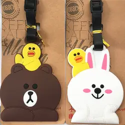 Дорожные аксессуары багажные бирки южнокорейское выражение медведи кролик чемодан ID Addres держатель багаж интернат портативный этикетка
