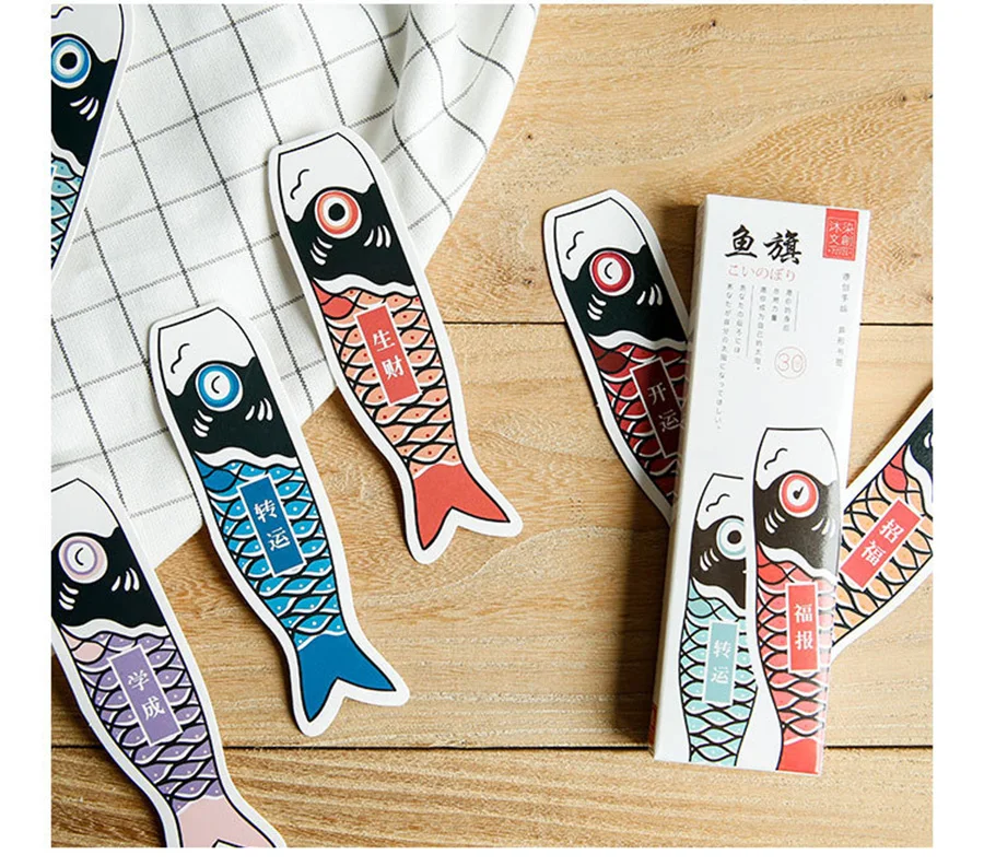 30 шт./кор. японская рыба флаги подарок закладки маркер канцелярские подарок реалистичные Kawaii мультфильм закладки для офиса школьные