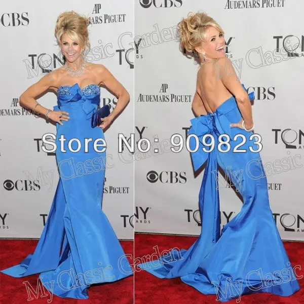 Christie Brinkley Sweetheart Beaded Bow Ribbons Back Couture