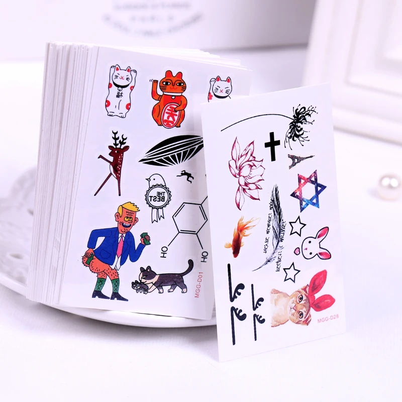 

60pcs Fashion Temporary Tattoo Sticker Lovely Feather Diamond Bird Crown Body Art Flash Tatuagem Waterproof Kids Fake Tattoo
