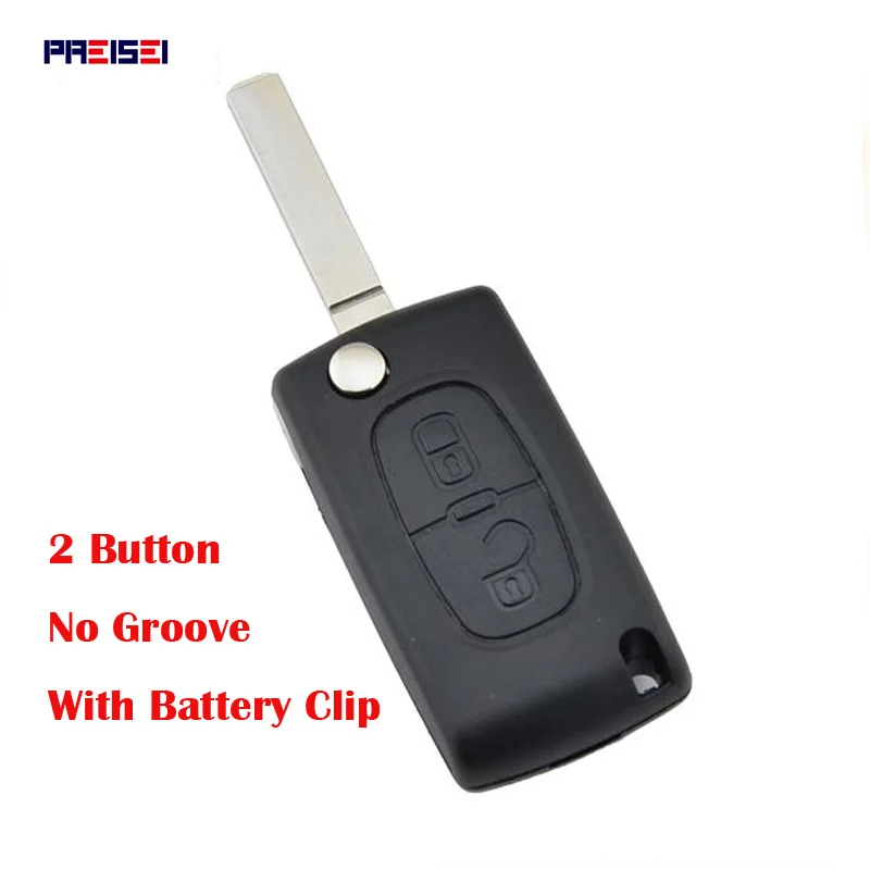 PREISEI 20 шт./лот 2 кнопки с Батарея держатель CE0536 замена флип-ключ для автомобиля Shell Обложка для Citroen клинок нет Groove