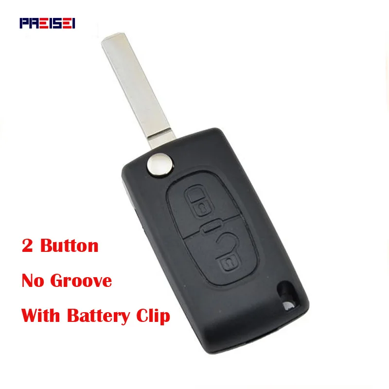 

PREISEI 20pcs/lot 2 Button With Battery Holder CE0536 Replacement Flip Car Key Cover Shell For Citroen Blade No Groove