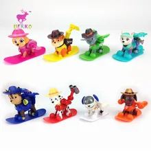 UEKKO 8pcs/set Cowboy hat skateboard Patrol Dog Toys Puppy Patrulla Canina Action Figure Model Funko Pop Collection Kid Toy Gift