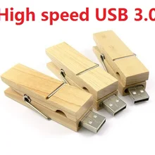 Деревянный зажим для одежды USB флэш-накопитель Флэшка высокоскоростная USB 3,0 8 ГБ 16 ГБ 32 ГБ 64 ГБ флеш-накопитель(логотип на заказ